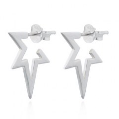 Opened Irregular Star 925 Silver Stud Earrings by BeYindi 