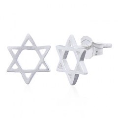 Brushed Silver Bright Star 925 Stud Earrings by BeYindi 
