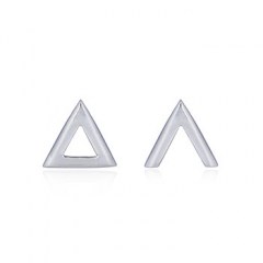 Open & Closed Triangle Silver Stud Earrings by BeYindi