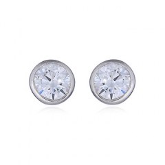Round Faceted Clear Cubic Zirconia Stud Earrings by BeYindi