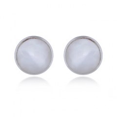 7mm Round Mother of Pearl Sterling Silver Stud Earrings by BeYindi