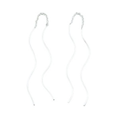 Long Sterling Silver Threader Earrings Wavy Wire On Chains by BeYindi