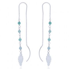 Amazonite 925 Threader Earrings With MOP Shell by BeYindi