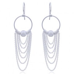 Chains Threading Silver Chandelier Earrings by BeYindi