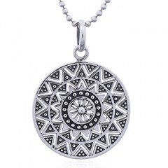 Ethnic Sun Mandala Silver Pendant by BeYindi
