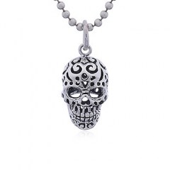 Perforated Mexican Sugar Skull Silver Pendant by BeYindi