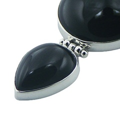 Black Agate 925 Silver Hinged Glossy Gemstone Pendant by BeYindi 2