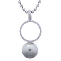 Sphere Pearl With Silver Plated Circle 925 Silver pendant by BeYindi