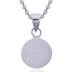 Round Iridiscent Sterling Silver Mother of Pearl Pendant by BeYindi