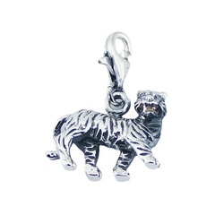 Intriguing Ornate Silver Chinese Zodiac Tiger Charm by BeYindi