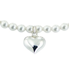 Swarovski Crystal Pearl Bracelet Polished Silver Heart Charm by BeYindi