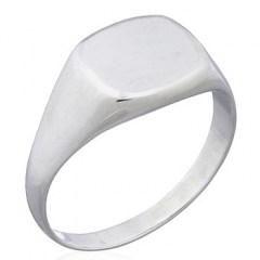 Rhodium Plated Smooth Rounded Rectangle Plain Silver Ring by BeYindi
