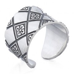 Flowers In Square Chart Adjustable 925 Silver Ring by BeYindi