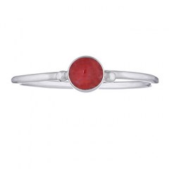 Round Red Sponge Coral 925 Silver Ring by BeYindi 