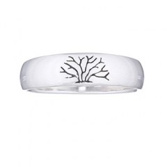 Polished Sterling Silver 925 Tree of Life Band Ring by BeYindi 