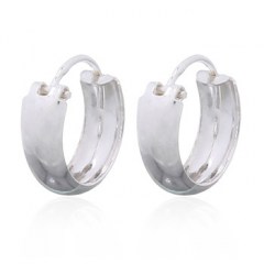 Thin Silver Rounded Band Small Hoop Earrings by BeYindi