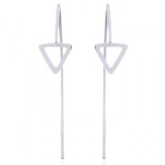 Stamped Silver Triangle 925 Drop Earrings by BeYindi