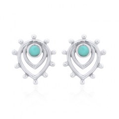 Reconstituted Turquoise In Teardrop Petal Silver Stud Earrings by BeYindi