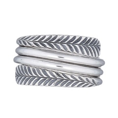 Parallel Twirled Leaves Ethnic 925 Silver Plain Ring by BeYindi 