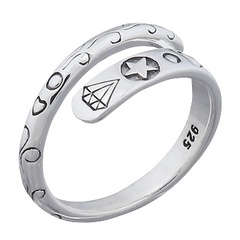 Diamond, Star 925 Silver Adjust Rock Ring by BeYindi