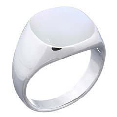 Mother Of Pearl Rounded Square Silver Ring by BeYindi