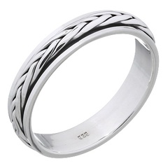 Braided Ropes Spinner 925 Sterling Silver Band Ring by BeYindi