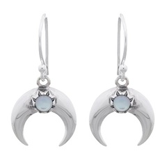 Mother Of Pearl Moon 925 Silver Hoop Earrings by BeYindi