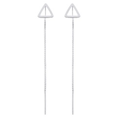 Figured Triangle Silver Box Chain Threader 925 Earrings by BeYindi