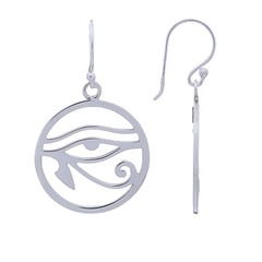 Egyptian Eye Of Horus Sterling Silver Dangle Earrings by BeYindi 