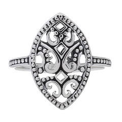 Filigree Marquise Shield 925 Silver Ring by BeYindi 