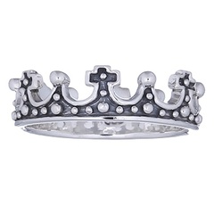Bold Antiqued 925 Silver Crown Ring by BeYindi 
