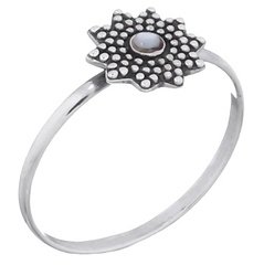 Dotted Sun Flower Mother Of Pearl Ring In 925 Silver by BeYindi