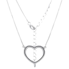 Vintage Heart 925 Silver Box Chain Necklace by BeYindi