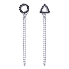 CZ Circle and Triangle 925 Silver Stud Chain Earrings by BeYindi