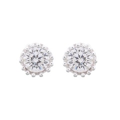 Faceted Mini White Cubic Zirconia 925 Stud Earrings Silver by BeYindi