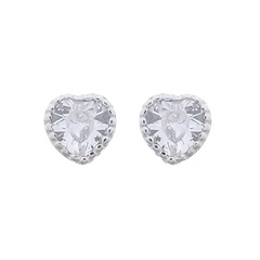Tiny Delightful Heart With White CZ 925 Silver Stud Earrings by BeYindi