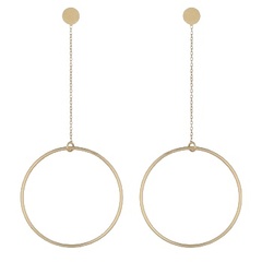 Circle Swing Yellow Gold Silver Stud Earrings by BeYindi 