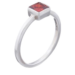 Square Red Cubic Zirconia 925 Silver Ring by BeYindi