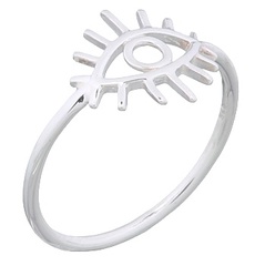 Sterling Silver Stylish Evil Eye With Lashes Ring by BeYindi