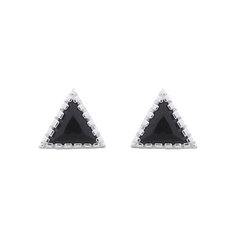 MIni Triangle Black Stud 925 Silver Earrings by BeYindi