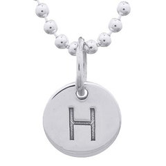 Engraved Initial "H" Sterling Silver Disc Pendant by BeYindi