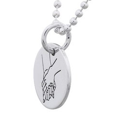 Engraved Holding Hands 925 Silver Disc Pendant by BeYindi 