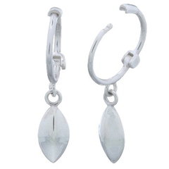 Marquise Drop Charm 925 Silver Huggie Hoops Earrings by BeYindi 2