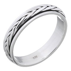Braided Ropes Spinner 925 Sterling Silver Men Band Ring by BeYindi