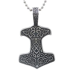 Thor`s Hammer With Celtic Sterling Silver Pendant by BeYindi