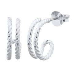 Double Twisted Hoop Stud Earrings 925 Silver by BeYindi