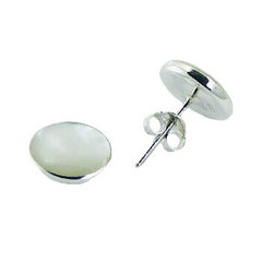 10mm Round Mother of Pearl Sterling Silver Stud Earrings by BeYindi 2