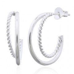 925 Silver Intertwined Hoop Stud Earrings by BeYindi