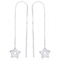 Decorated Petit Star Threader 925 Silver Earrings by BeYindi