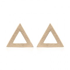 Brushed Silver Triangle Earrings Gold Plated by BeYindi 
